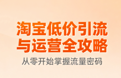 淘宝低价引流与运营全攻略(更新9月)网创项目-知识付费-在线课程-自媒体创业-网络副业-优利资源优利资源网