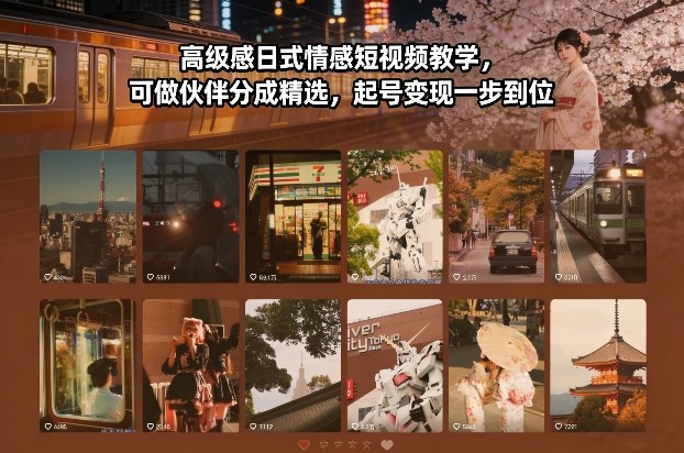 高级感日式情感短视频教学，可做伙伴分成精选，起号变现一步到位网创项目-知识付费-在线课程-自媒体创业-网络副业-优利资源优利资源网