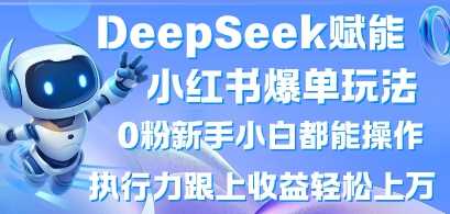 DeepSeek赋能小红书爆单玩法0粉新手小白都能操作，执行力跟上收益轻松上W，懒人勿做网创项目-知识付费-在线课程-自媒体创业-网络副业-优利资源优利资源网