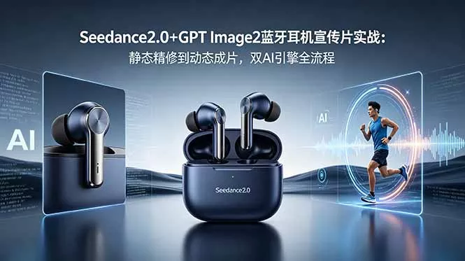 Seedance2.0+GPT Image2蓝牙耳机宣传片实战：静态精修到动态成片，双AI引擎全流程网创项目-知识付费-在线课程-自媒体创业-网络副业-优利资源优利资源网