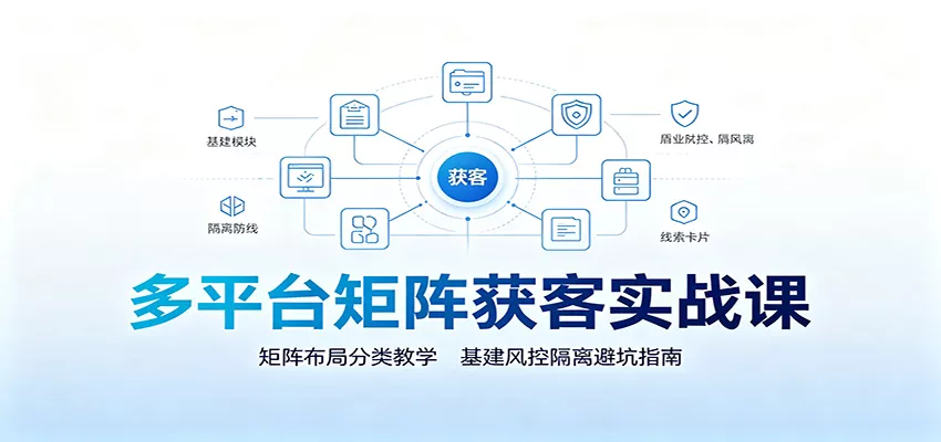 多平台矩阵获客实战课：矩阵布局分类教学，基建风控隔离避坑指南网创项目-知识付费-在线课程-自媒体创业-网络副业-优利资源优利资源网