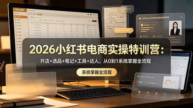 2026小红书电商实操特训营：开店+选品+笔记+工具+达人，从0到1系统掌握全流程网创项目-知识付费-在线课程-自媒体创业-网络副业-优利资源优利资源网