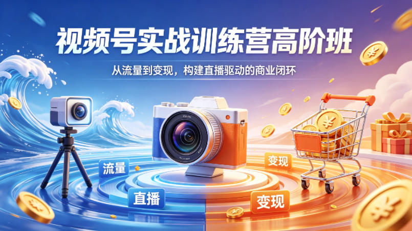 视频号实战训练营高阶班，从流量到变现，构建直播驱动的商业闭环(26年4月)网创项目-知识付费-在线课程-自媒体创业-网络副业-优利资源优利资源网