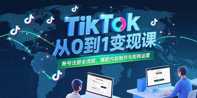 （15346期）TikTok从0到1变现课，账号注册全流程，爆款内容制作与矩阵运营网创项目-知识付费-在线课程-自媒体创业-网络副业-优利资源优利资源网