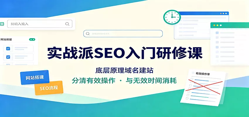 实战派SEO入门研修课：底层原理域名建站，分清有效操作与无效时间消耗网创项目-知识付费-在线课程-自媒体创业-网络副业-优利资源优利资源网