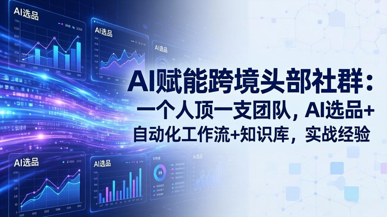 AI赋能跨境头部社群-更新5月：一个人顶一支团队，AI选品+自动化工作流+知识库，实战经验网创项目-知识付费-在线课程-自媒体创业-网络副业-优利资源优利资源网