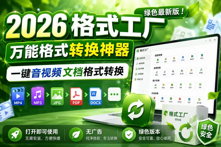 2026格式工厂绿色最新版！万能格式转换神器，一键音视频文档格式转换，打开即可使用，无广告绿色版本网创项目-知识付费-在线课程-自媒体创业-网络副业-优利资源优利资源网
