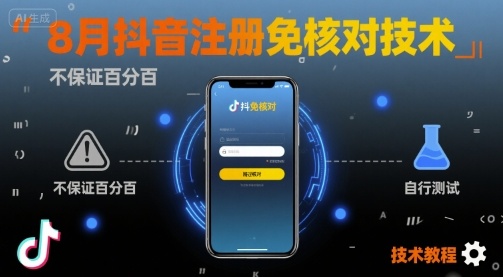 8月抖音注册免核对技术，不保证百分百，自测网创项目-知识付费-在线课程-自媒体创业-网络副业-优利资源优利资源网