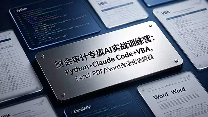 财会审计专属 AI实战训练营：Python+Claude Code+VBA，Excel/PDF/Word自动化全流程网创项目-知识付费-在线课程-自媒体创业-网络副业-优利资源优利资源网