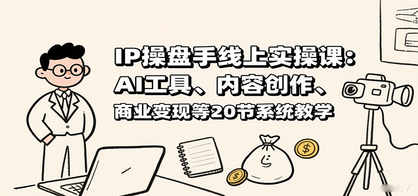 IP操盘手线上实操课：AI工具、内容创作、商业变现等20节系统教学网创项目-知识付费-在线课程-自媒体创业-网络副业-优利资源优利资源网