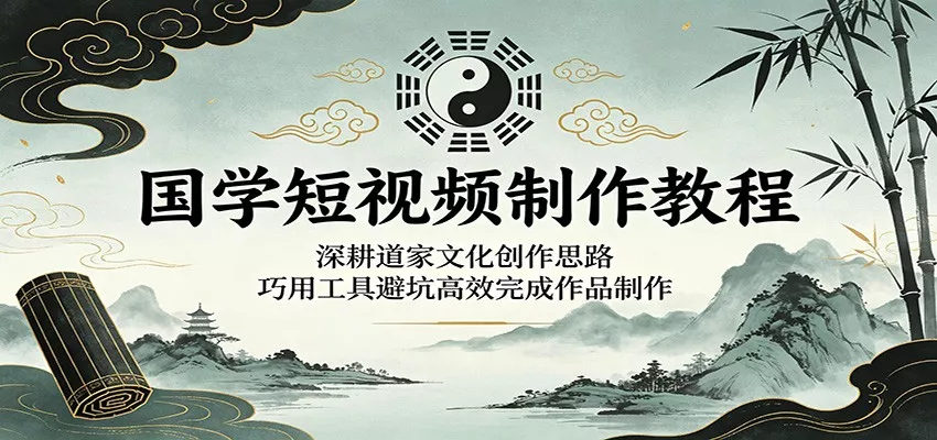 国学短视频制作教程：深耕道家文化创作思路，巧用工具避坑高效完成作品制作网创项目-知识付费-在线课程-自媒体创业-网络副业-优利资源优利资源网