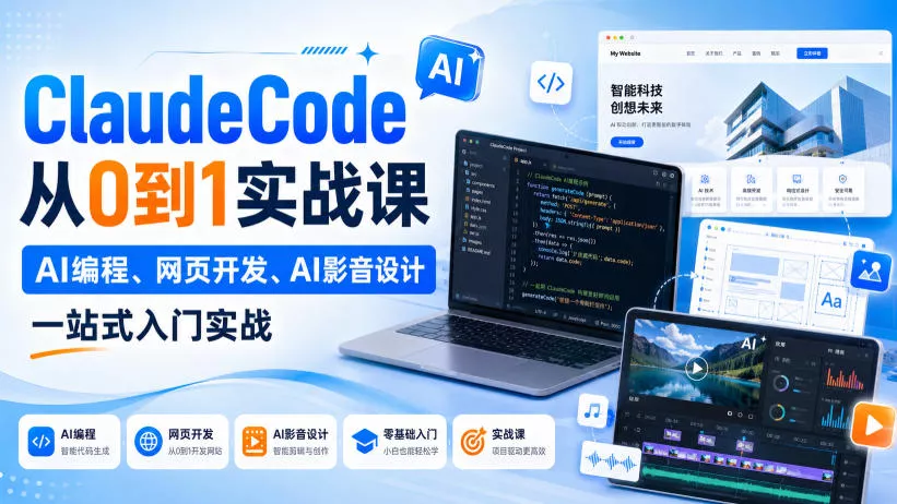 ClaudeCode从0到1实战课,AI编程、网页开发、AI影音设计一站式入门实战 ClaudeCode从0到1实战课,AI编程、网页开发、AI影音设计一站式入门实战