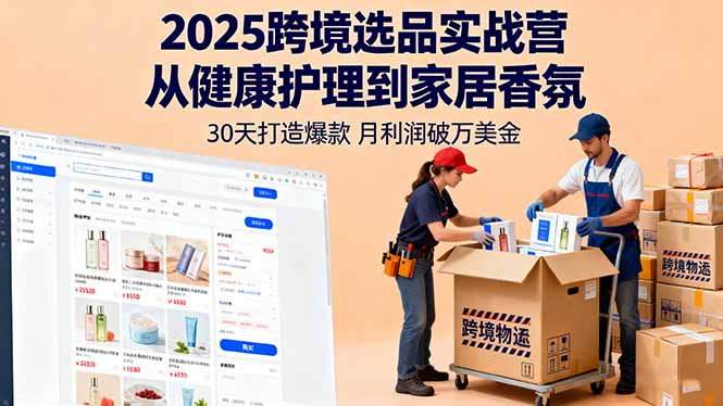 2025跨境选品实战营：从健康护理到家居香氛，30天打造爆款,月利润破万美金网创项目-知识付费-在线课程-自媒体创业-网络副业-优利资源优利资源网