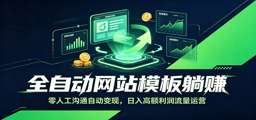 全自动网站模板躺赚：零人工沟通自动变现，日入高额利润流量运营网创项目-知识付费-在线课程-自媒体创业-网络副业-优利资源优利资源网