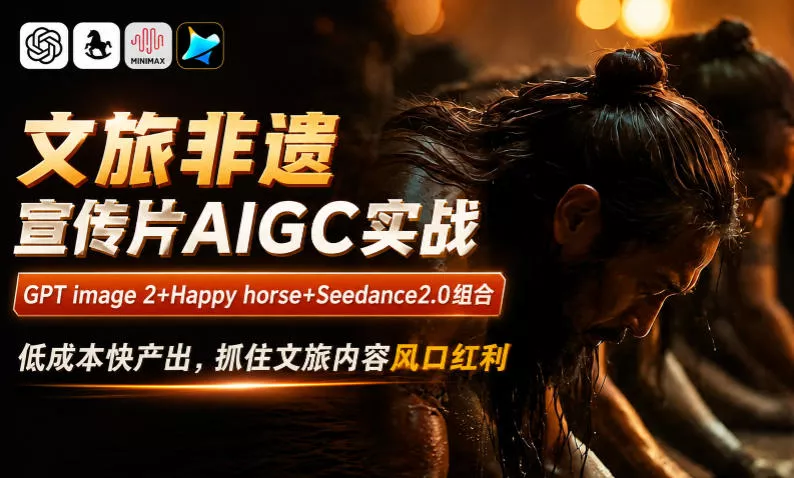 文旅非遗宣传片AIGC实战，GPT image 2+Happy horse+Seedance2.0组合，低成本快产出，抓住文旅内容风口红利网创项目-知识付费-在线课程-自媒体创业-网络副业-优利资源优利资源网