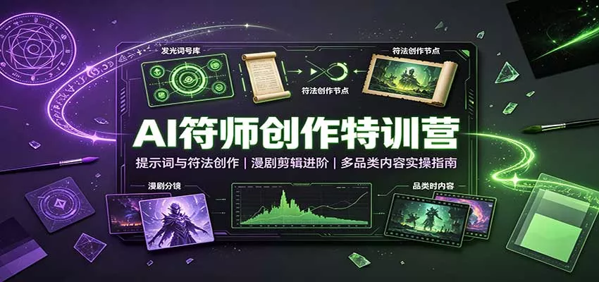 AI符师创作特训营：提示词与符法创作，漫剧剪辑进阶，多品类内容实操指南网创项目-知识付费-在线课程-自媒体创业-网络副业-优利资源优利资源网