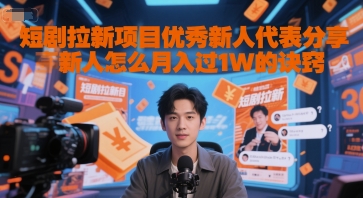 短剧拉新项目优秀新人代表分享新人怎么月入过1W的诀窍网创项目-知识付费-在线课程-自媒体创业-网络副业-优利资源优利资源网
