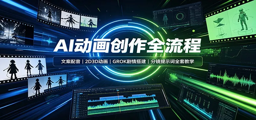 AI动画创作全流程：文案配音，2D3D动画，GROK剧情搭建，分镜提示词全套教学网创项目-知识付费-在线课程-自媒体创业-网络副业-优利资源优利资源网