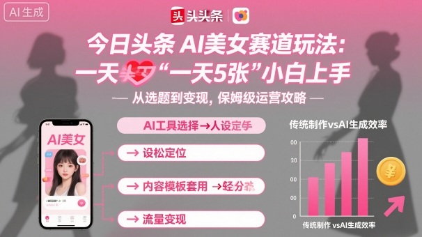 今日头条AI美女赛道玩法，一天轻松5张，小白轻松上手网创项目-知识付费-在线课程-自媒体创业-网络副业-优利资源优利资源网