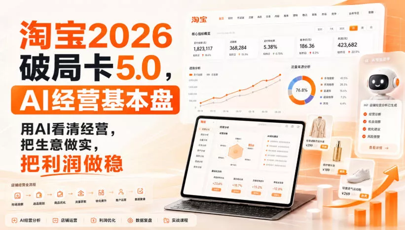 智篆商业-淘宝2026破局卡5.0,AI经营基本盘,用AI看清经营,把生意做实,把利润做稳 智篆商业-淘宝2026破局卡5.0,AI经营基本盘,用AI看清经营,把生意做实,把利润做稳