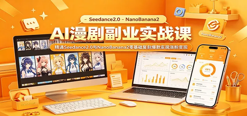 AI漫剧副业实战课:精通Seedance2.0与NanoBanana2零基础复刻爆款实现涨粉变现网创项目-知识付费-在线课程-自媒体创业-网络副业-优利资源优利资源网
