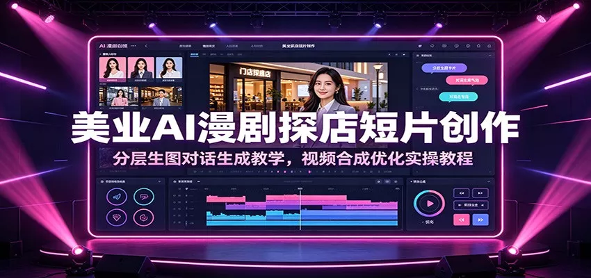 美业AI漫剧探店短片创作：分层生图对话生成教学，视频合成优化实操教程网创项目-知识付费-在线课程-自媒体创业-网络副业-优利资源优利资源网