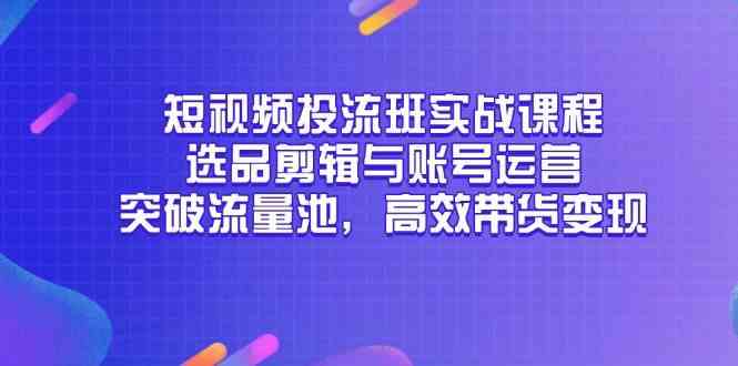 短视频投流班实战课程，选品剪辑与账号运营，突破流量池，高效带货变现网创项目-知识付费-在线课程-自媒体创业-网络副业-优利资源优利资源网