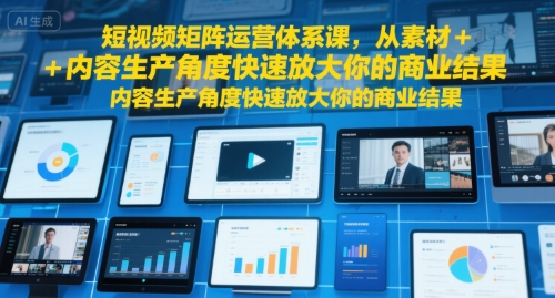 短视频矩阵运营体系课，从素材+内容生产角度快速放大你的商业结果网创项目-知识付费-在线课程-自媒体创业-网络副业-优利资源优利资源网