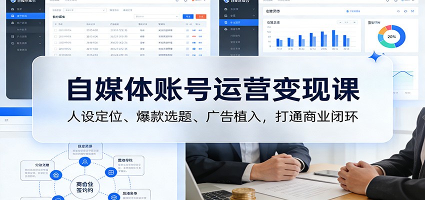 自媒体账号运营变现课：人设定位、爆款选题、广告植入，打通商业闭环网创项目-知识付费-在线课程-自媒体创业-网络副业-优利资源优利资源网