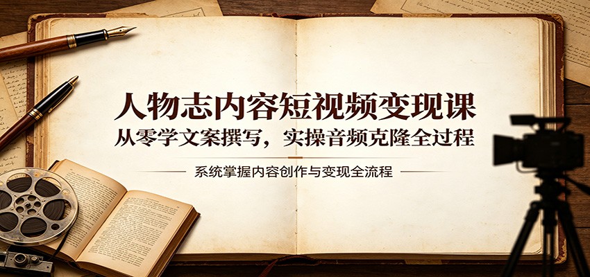 人物志内容短视频变现课：从零学文案撰写，实操音频克隆全过程网创项目-知识付费-在线课程-自媒体创业-网络副业-优利资源优利资源网