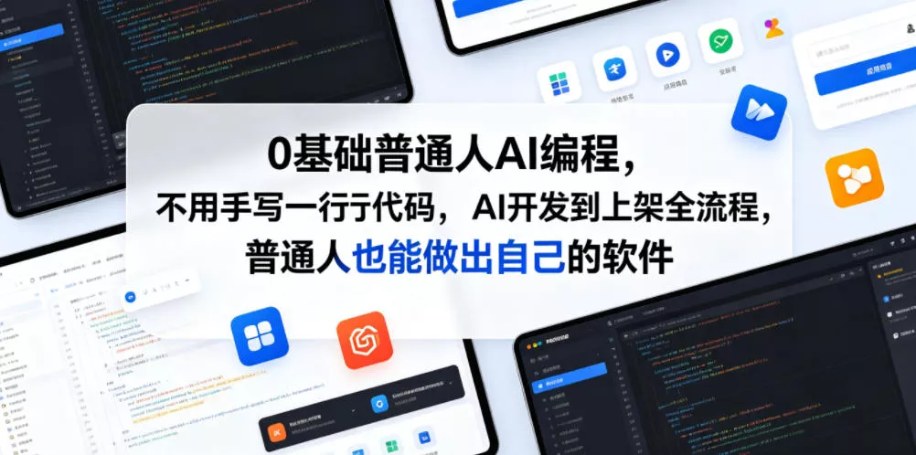 0基础普通人AI编程，不用手写一行代码，AI开发到上架全流程，普通人也能做出自己的软件网创项目-知识付费-在线课程-自媒体创业-网络副业-优利资源优利资源网