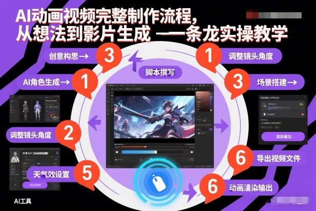 AI动画视频完整制作流程，从想法到影片生成一条龙实操教学网创项目-知识付费-在线课程-自媒体创业-网络副业-优利资源优利资源网