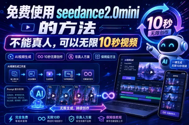 免费使用seedance2.0mini的方法，不能真人，可以无限10秒视频，9图+3音频参考网创项目-知识付费-在线课程-自媒体创业-网络副业-优利资源优利资源网