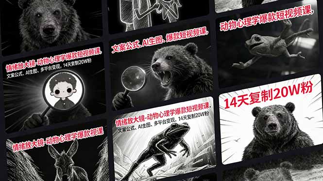 情绪放大镜-动物心理学爆款短视频课，文案公式、AI生图、多平台变现，14天复制20W粉网创项目-知识付费-在线课程-自媒体创业-网络副业-优利资源优利资源网