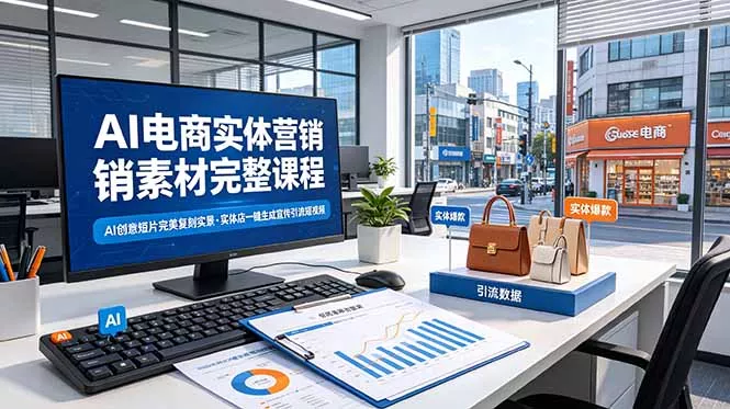 AI电商实体营销素材完整课程，AI创意短片完美复刻实景，实体店一键生成宣传引流短视频网创项目-知识付费-在线课程-自媒体创业-网络副业-优利资源优利资源网