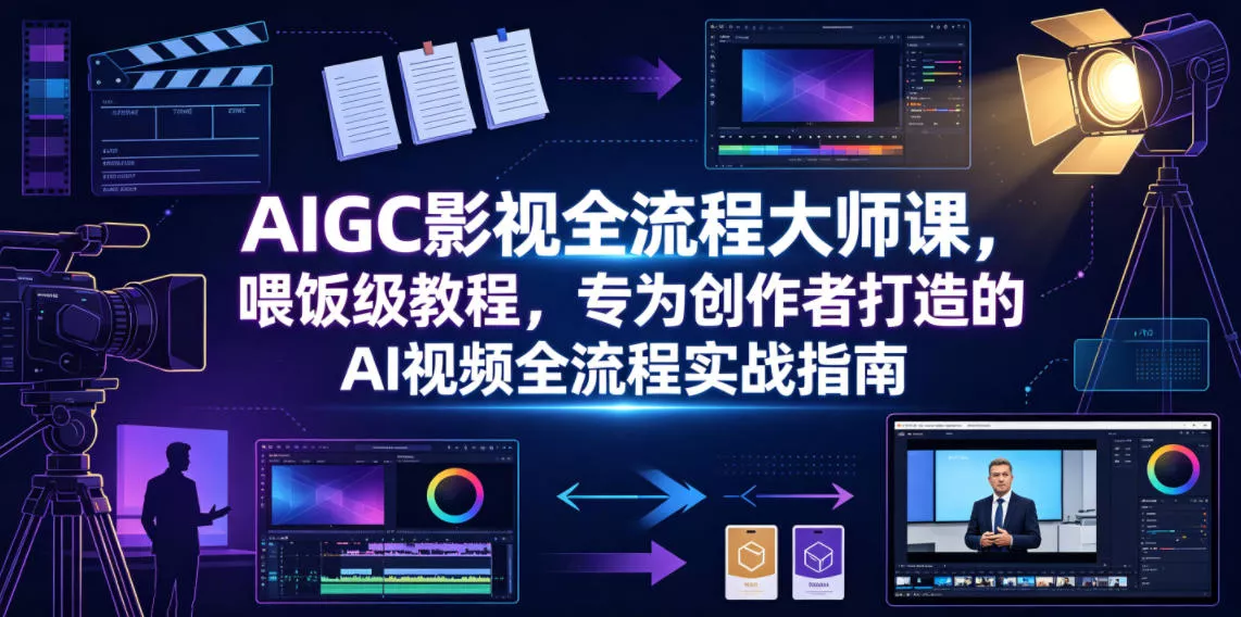 AIGC影视全流程大师课，喂饭级教程，专为创作者打造的AI视频全流程实战指南网创项目-知识付费-在线课程-自媒体创业-网络副业-优利资源优利资源网