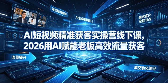 AI短视频精准获客实操营6月10-14号线下课，2026用AI赋能老板高效流量获客网创项目-知识付费-在线课程-自媒体创业-网络副业-优利资源优利资源网