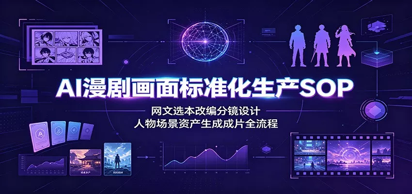 AI漫剧画面标准化生产SOP：网文选本改编分镜设计，人物场景资产生成成片全流程网创项目-知识付费-在线课程-自媒体创业-网络副业-优利资源优利资源网