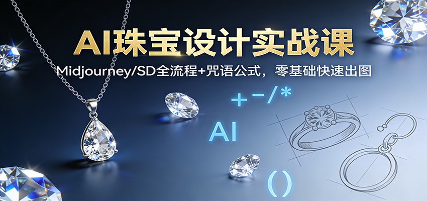AI珠宝设计实战课：Midjourney/SD全流程+咒语公式，零基础快速出图网创项目-知识付费-在线课程-自媒体创业-网络副业-优利资源优利资源网