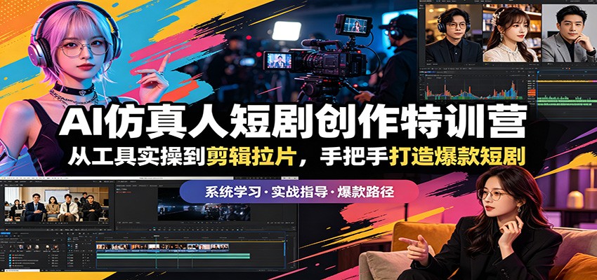 AI仿真人短剧创作特训营：从工具实操到剪辑拉片，手把手打造爆款短剧网创项目-知识付费-在线课程-自媒体创业-网络副业-优利资源优利资源网