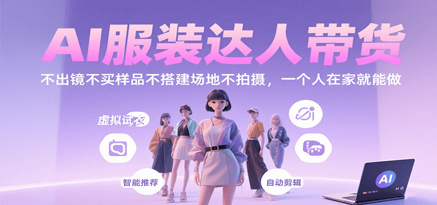 AI服装达人带货，不出镜不买样品不搭建场地不拍摄，一个人在家就能做网创项目-知识付费-在线课程-自媒体创业-网络副业-优利资源优利资源网