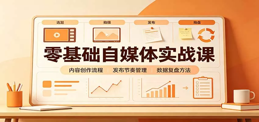 零基础自媒体实战课：赛道人设冷启动，内容创作复盘，公私域商业闭环网创项目-知识付费-在线课程-自媒体创业-网络副业-优利资源优利资源网