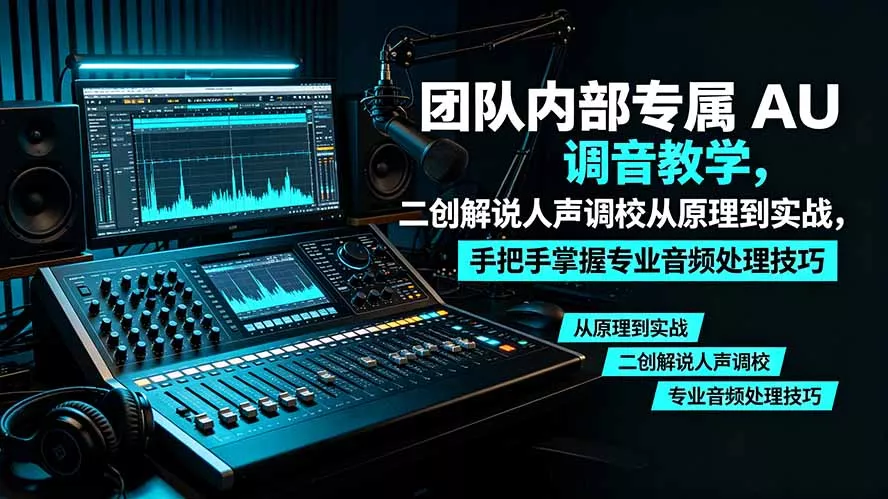某大佬团队内部专属 AU 调音教学，二创解说人声调校从原理到实战，手把手掌握专业音频处理技巧网创项目-知识付费-在线课程-自媒体创业-网络副业-优利资源优利资源网