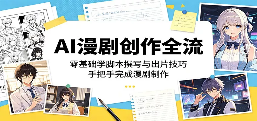 AI漫剧创作全流程：零基础学脚本撰写与出片技巧，手把手完成漫剧制作网创项目-知识付费-在线课程-自媒体创业-网络副业-优利资源优利资源网