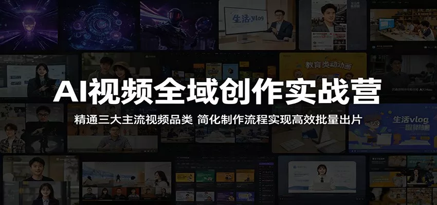 AI视频全域创作实战营：精通三大主流视频品类，简化制作流程实现高效批量出片网创项目-知识付费-在线课程-自媒体创业-网络副业-优利资源优利资源网