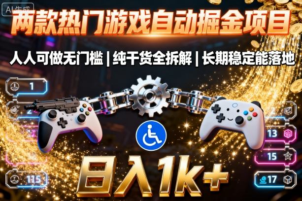 两款热门游戏自动掘金项目，人人可做无门槛，纯干货全拆解，长期稳定能落地，日入1k+【揭秘】网创项目-知识付费-在线课程-自媒体创业-网络副业-优利资源优利资源网