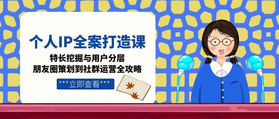 个人IP全案打造课，特长挖掘与用户分层，朋友圈策划到社群运营全攻略网创项目-知识付费-在线课程-自媒体创业-网络副业-优利资源优利资源网