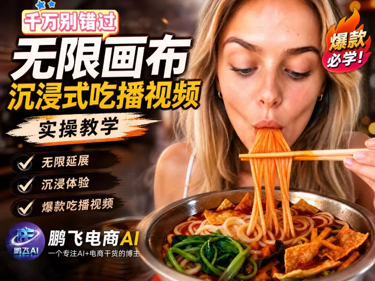 保姆级教程｜用AI无线画布做沉浸式吃播，3步直接出片，无线画布工作流，操作简单好上手网创项目-知识付费-在线课程-自媒体创业-网络副业-优利资源优利资源网