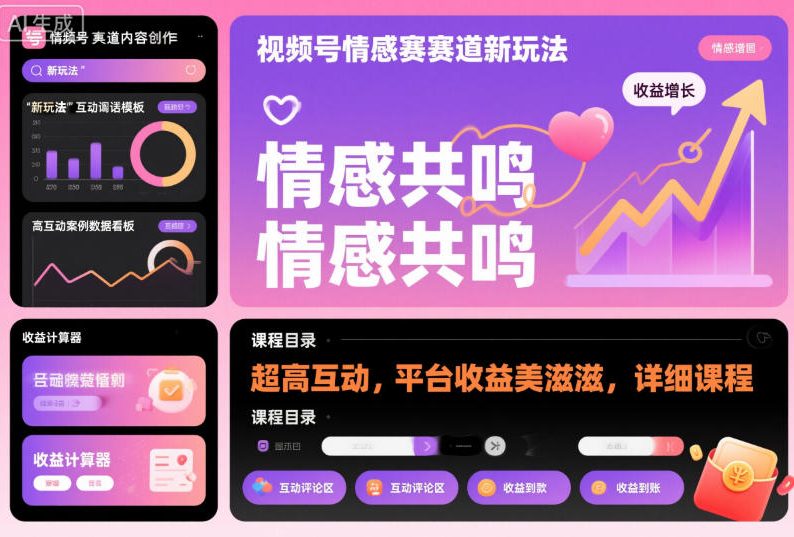 视频号情感赛道新玩法，超高互动，平台收益美滋滋，详细课程网创项目-知识付费-在线课程-自媒体创业-网络副业-优利资源优利资源网