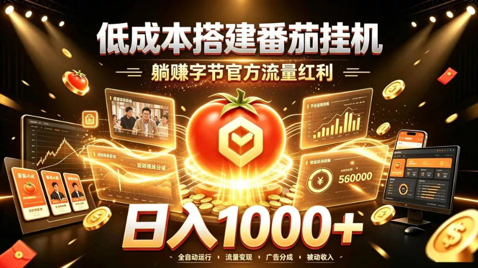低成本搭建番茄挂G,躺賺字节官方流量红利,日入1k+,全程傻瓜式落地【揭秘】 低成本搭建番茄挂G,躺賺字节官方流量红利,日入1k+,全程傻瓜式落地【揭秘】